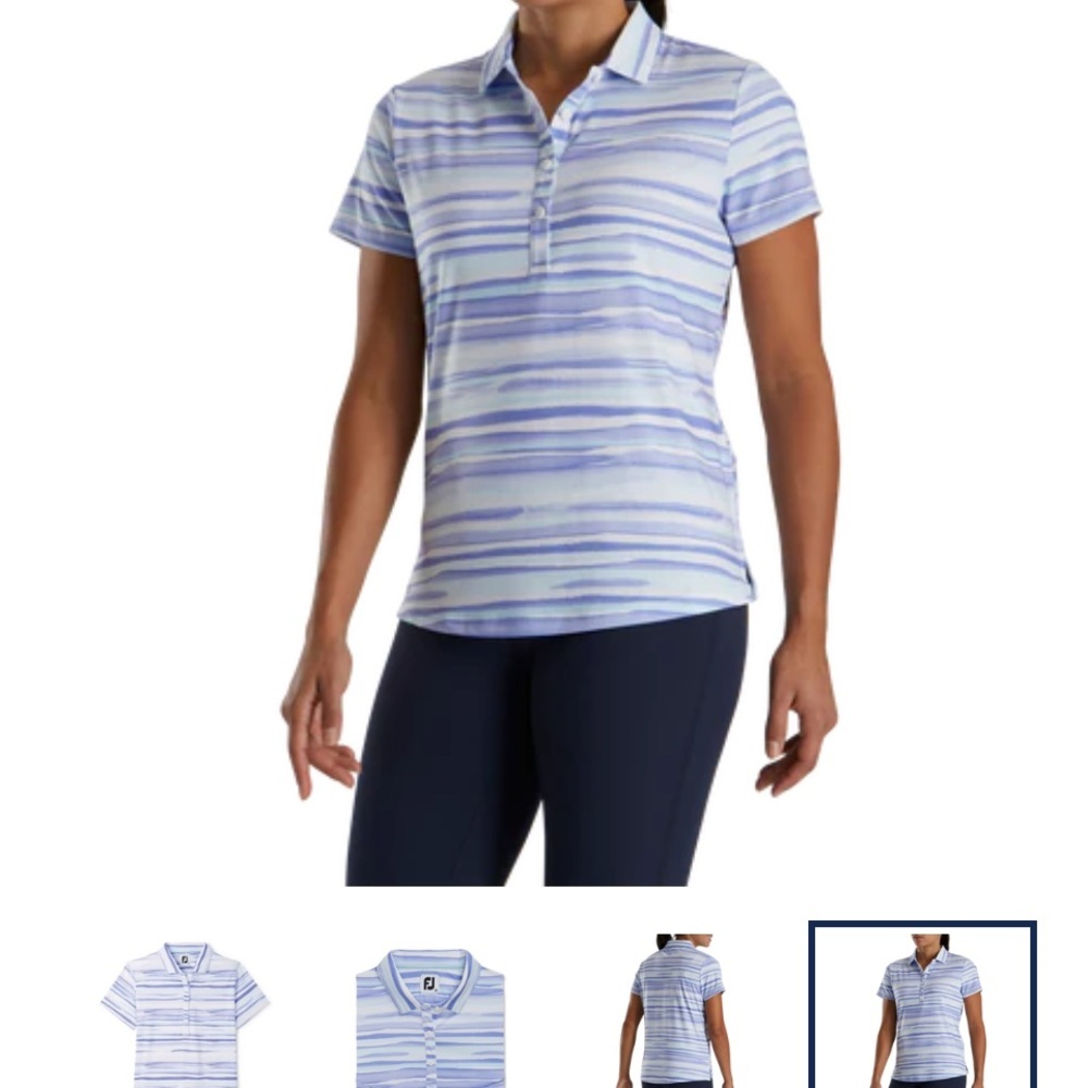 2/$40 FootJoy Womens Blue pattern Golf Polo NWT Size Large